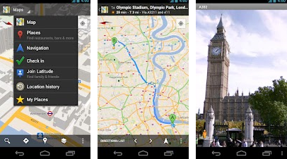 google maps with navigation