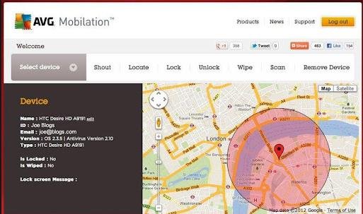 AVG Anti virus Device locator App AVG Anti virus Device locator App